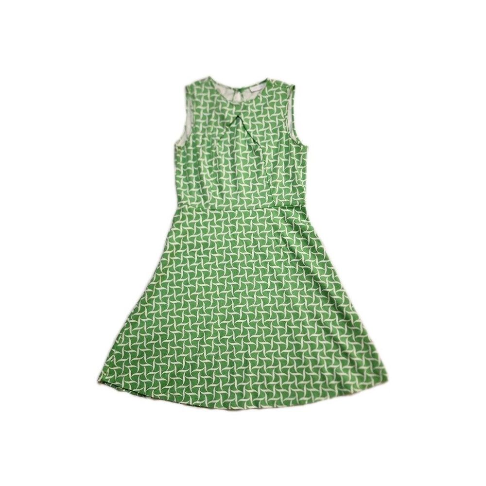 New York And Company Green White Sleeveless Dress Size L Church Classic
